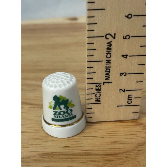 Zoo Atlanta Souvenir Thimble Ceramic Sewing Collectible With Gold Trim - Picture 3 of 4